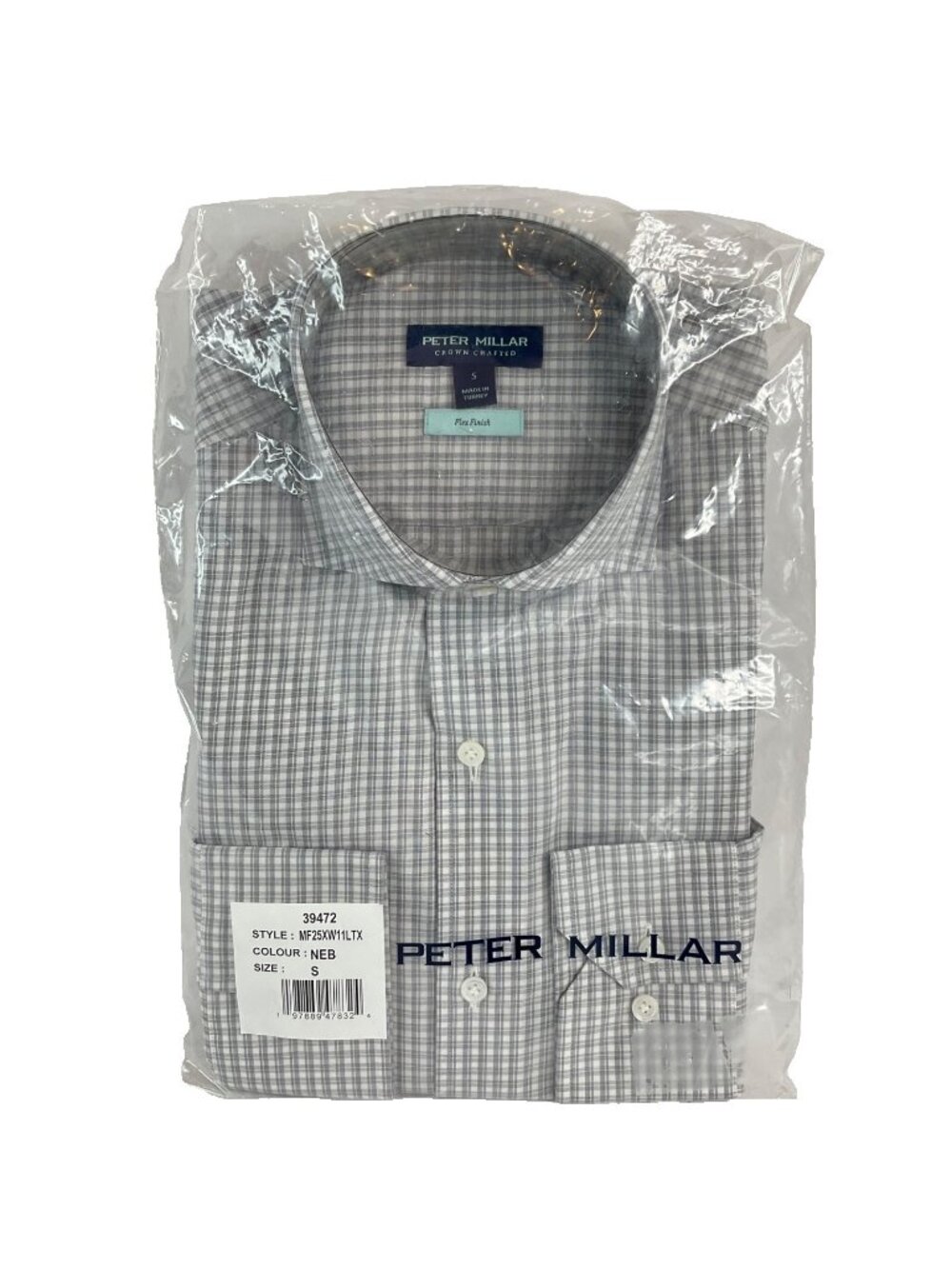 Peter Millar Shirt Mens Sz Sm British Gray Excursionist Flex Gingham Nwt $250